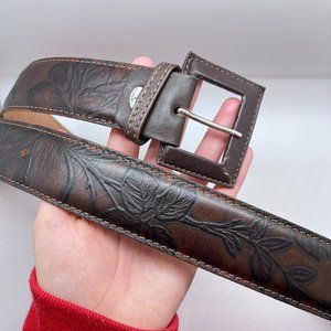 Cuoieria Fiorentina Brown Leaf Leather Belt